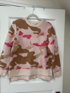 THML Pink & Brown Camouflage Crewneck Sweater-Size Large